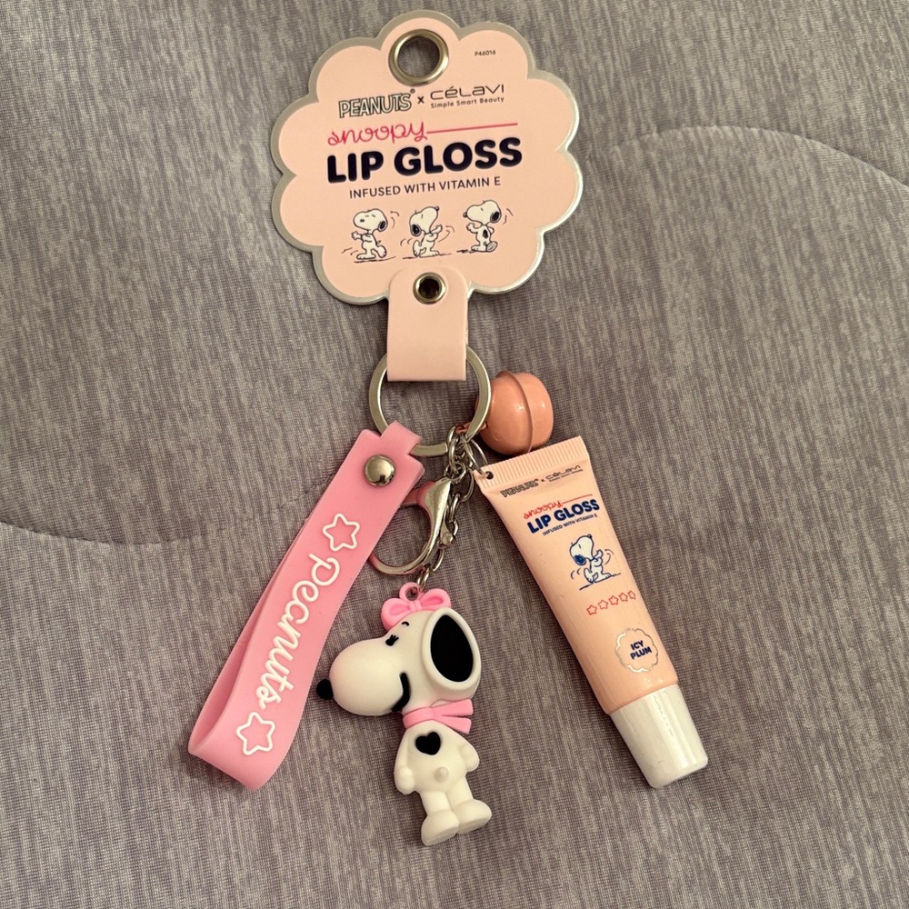 Peanuts Snoopy Pink Lip Gloss Keychain - NEW